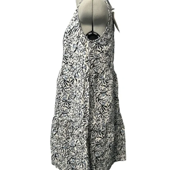 Lucky Brand 100% Linen Tiered Dress Womens S Bluebell Floral Sleeveless NEW - Picture 7 of 11